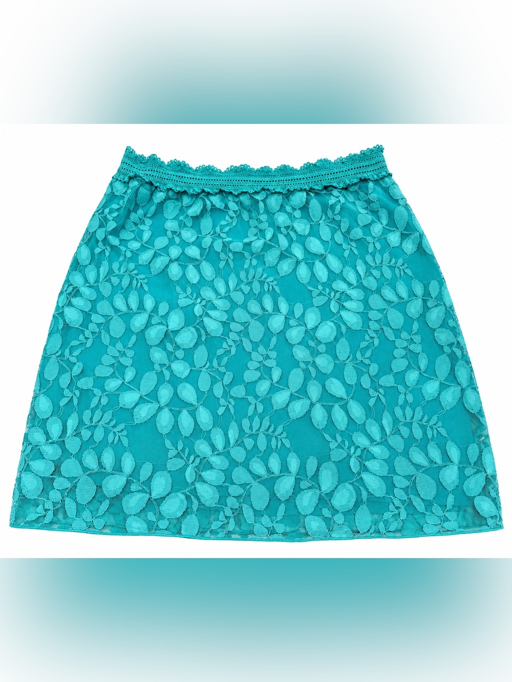Sophie Max Turquoise Lace Skirt XS Floral Crochet Boho A-Line Lined